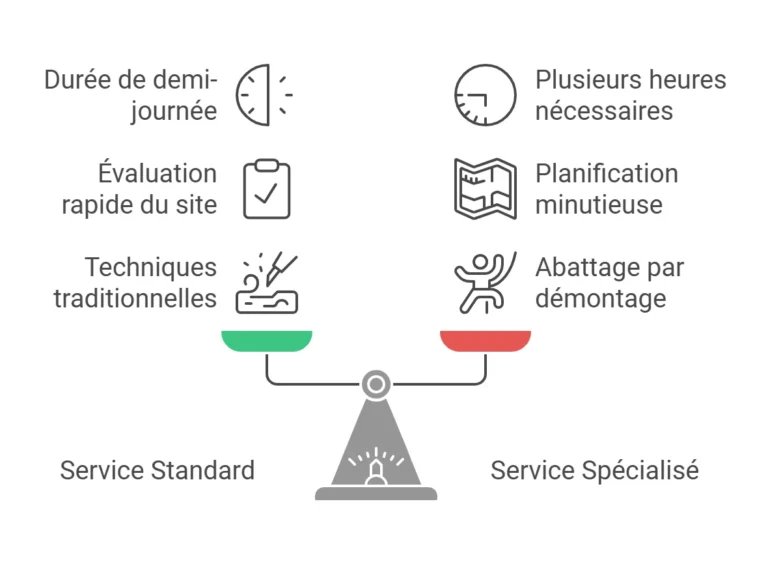 Différence entre service standard et service spécialisé, abattage d'arbres à Martigues